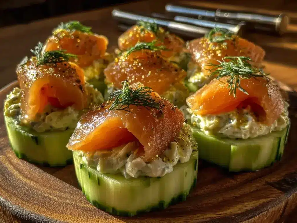 smoked salmon cucumber rounds - featured image