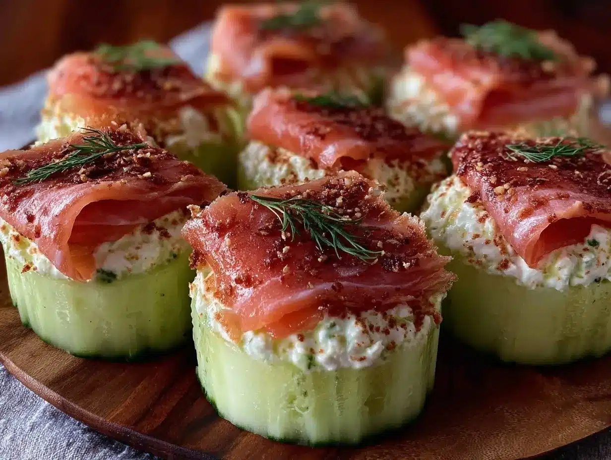 smoked salmon cucumber rounds preparation steps