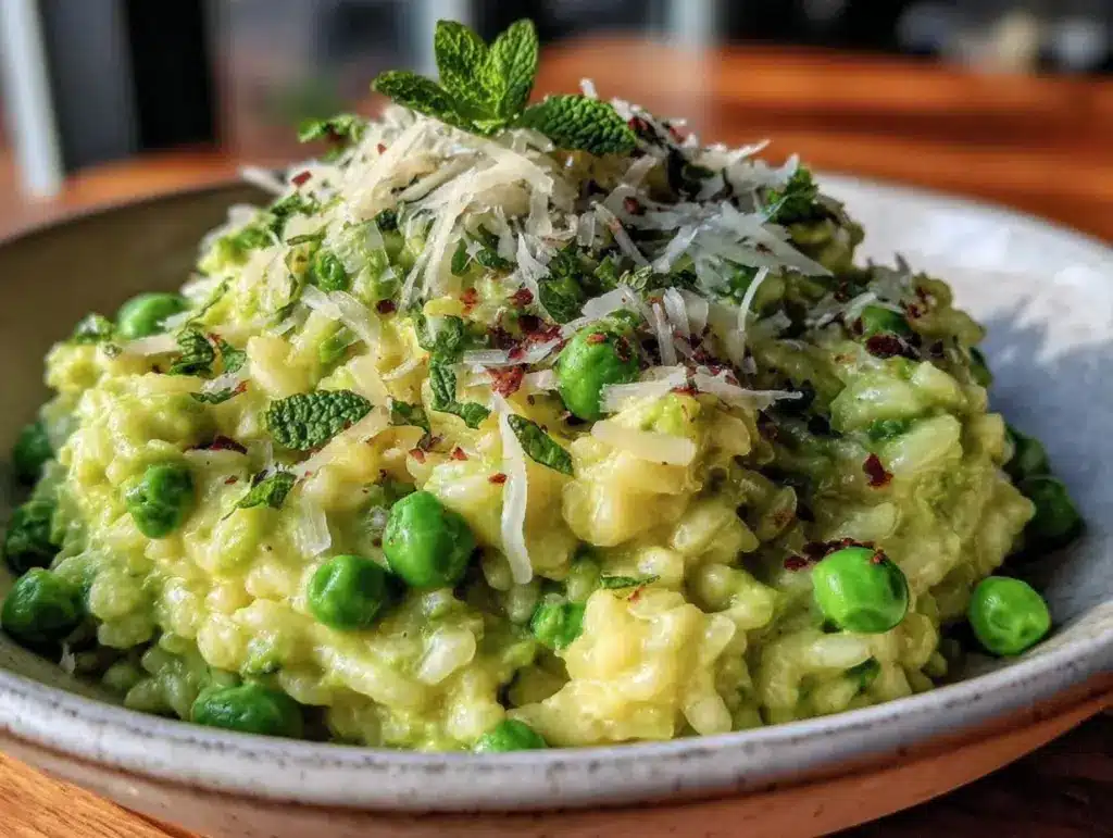 spring pea risotto - featured image