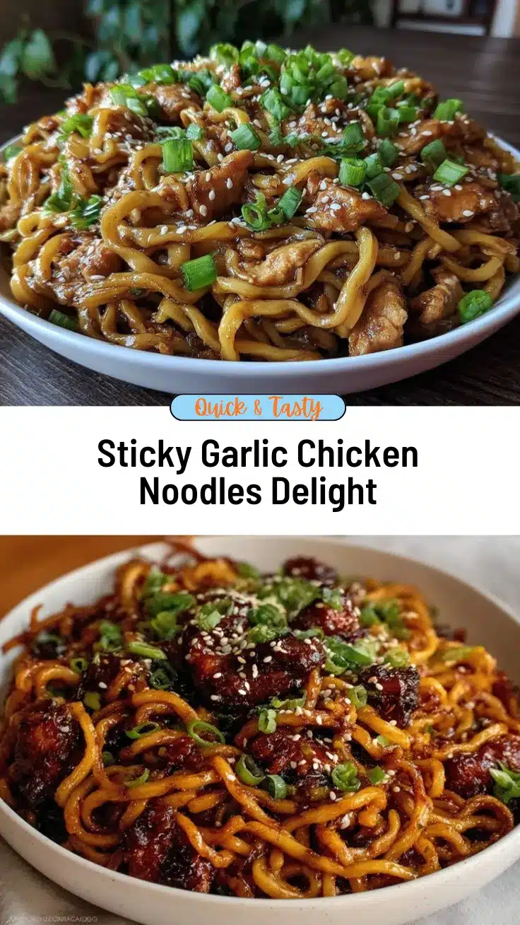 sticky garlic chicken noodles recipe