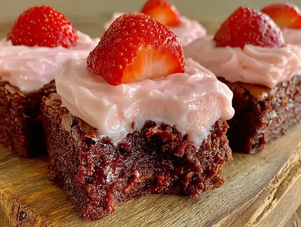 strawberry crème brownie hearts - featured image