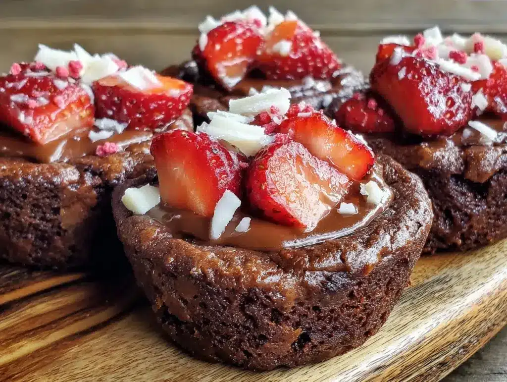 strawberry hot cocoa brownie cups - featured image