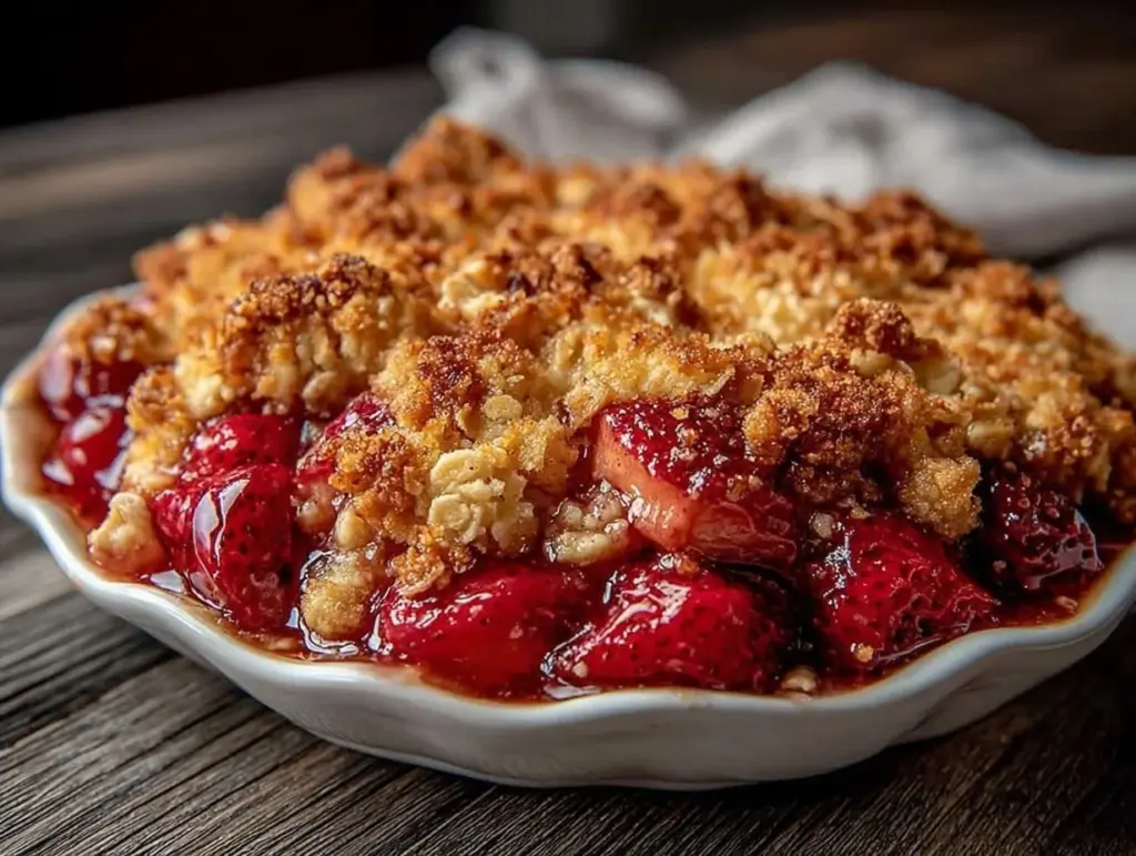 strawberry rhubarb crumble - featured image