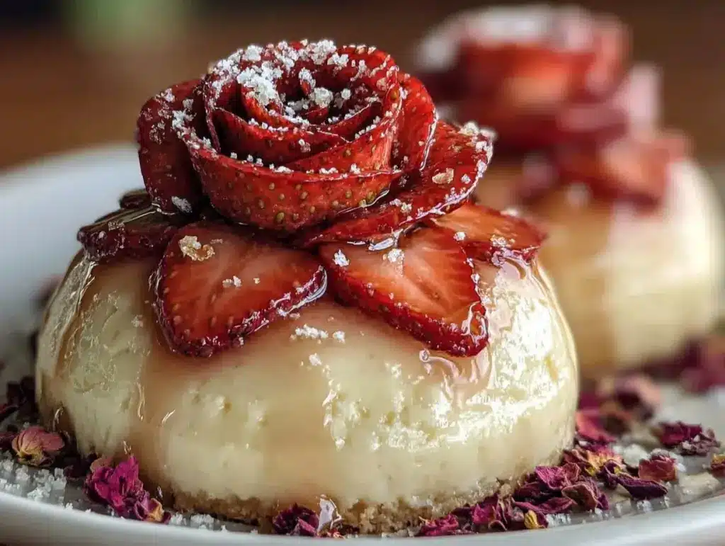 strawberry rose cheesecake dome - featured image