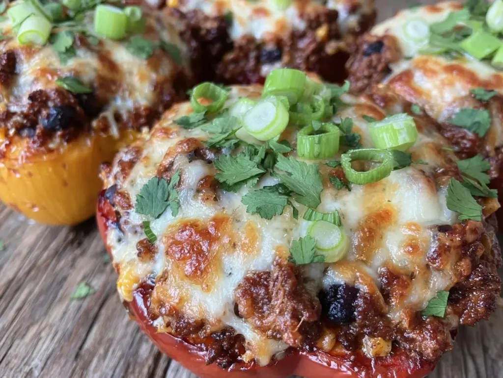 taco stuffed peppers with cheese - featured image