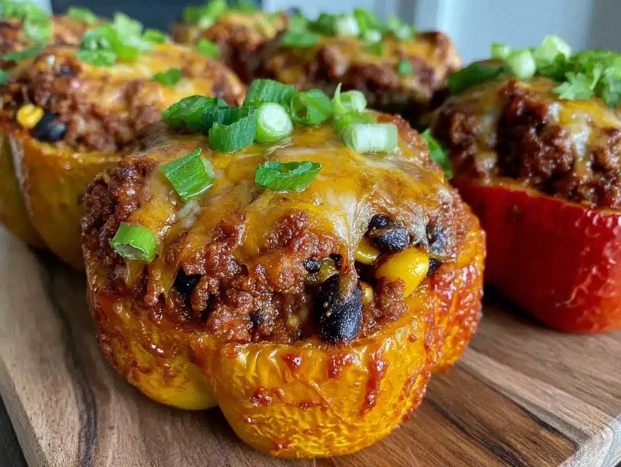 taco stuffed peppers with cheese preparation steps