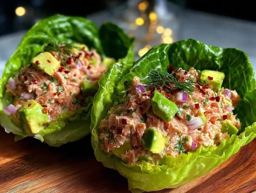 tuna avocado lettuce boats - featured image