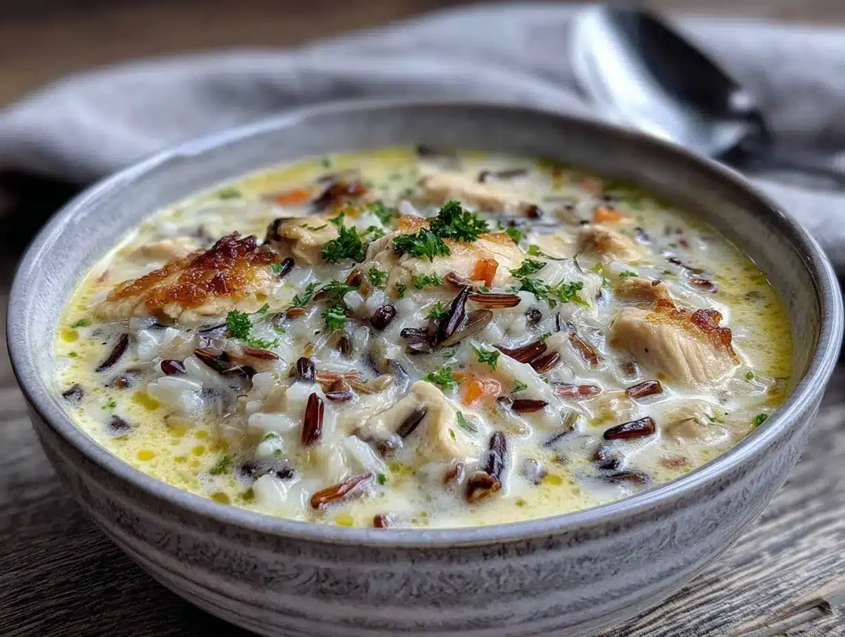 ultra creamy chicken and wild rice soup preparation steps