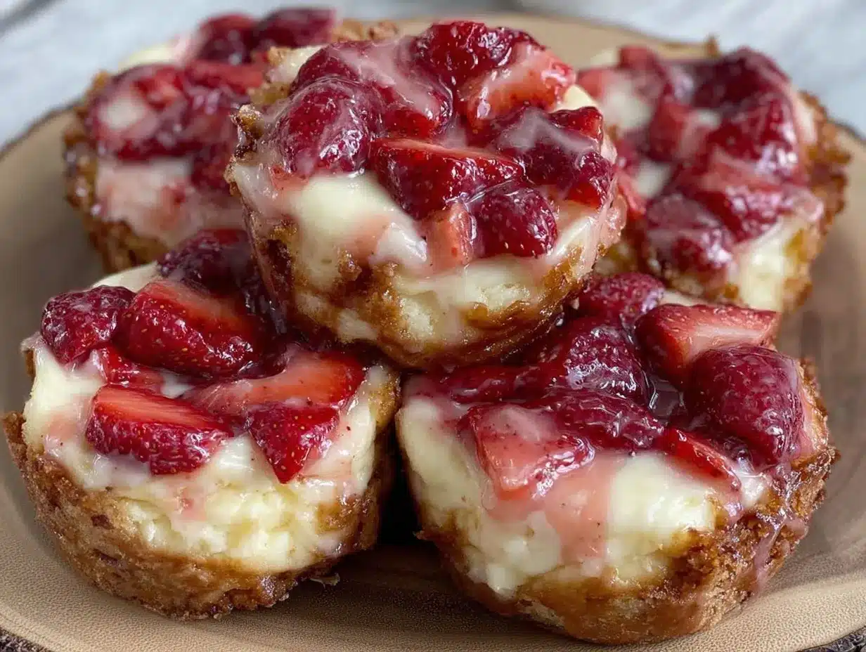 Valentine’s Strawberry Cheesecake Mini Swirls preparation steps