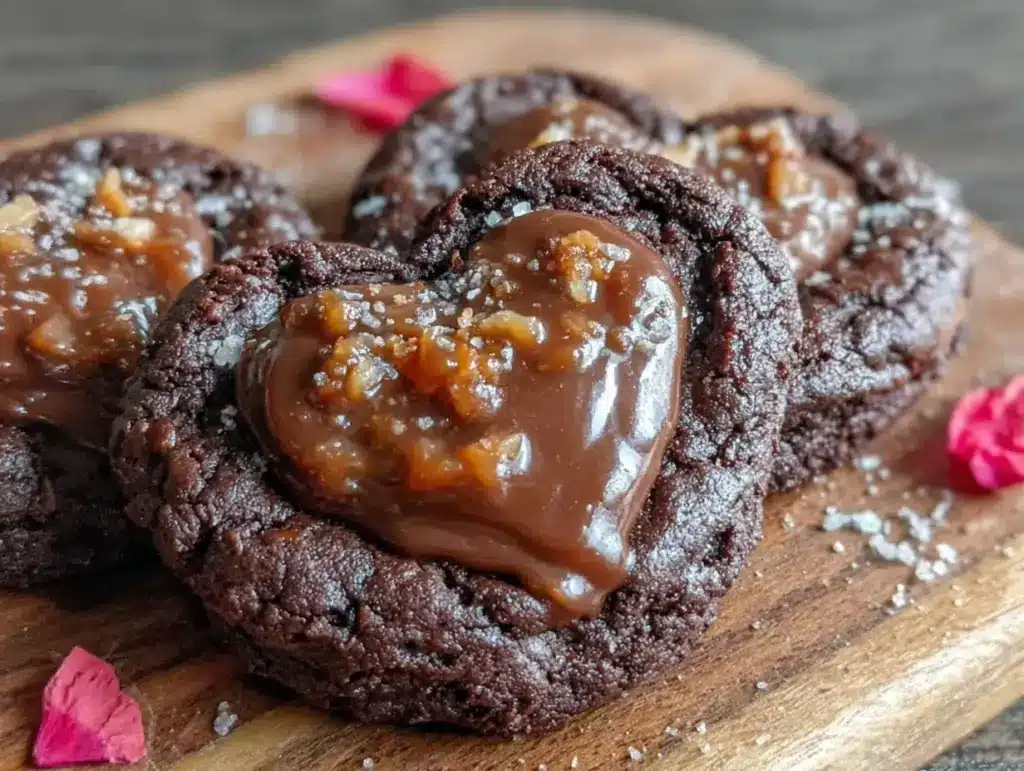 valentines chocolate ganache heart cookies - featured image