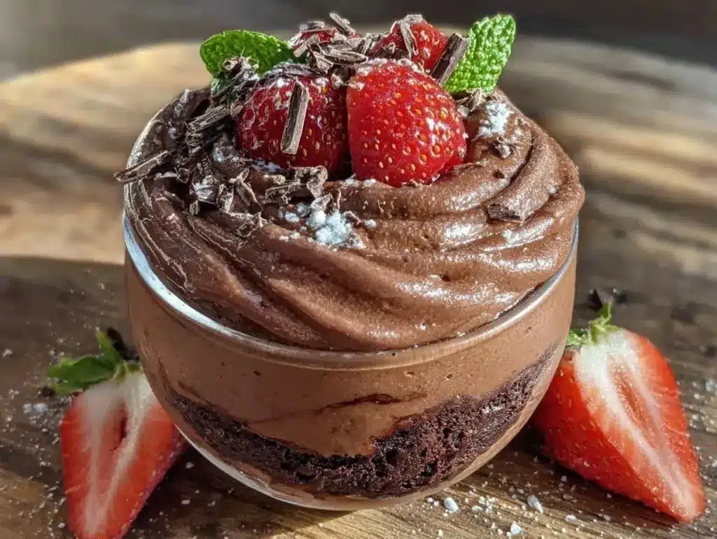 Valentines Chocolate Strawberry Brownie Mousse - featured image