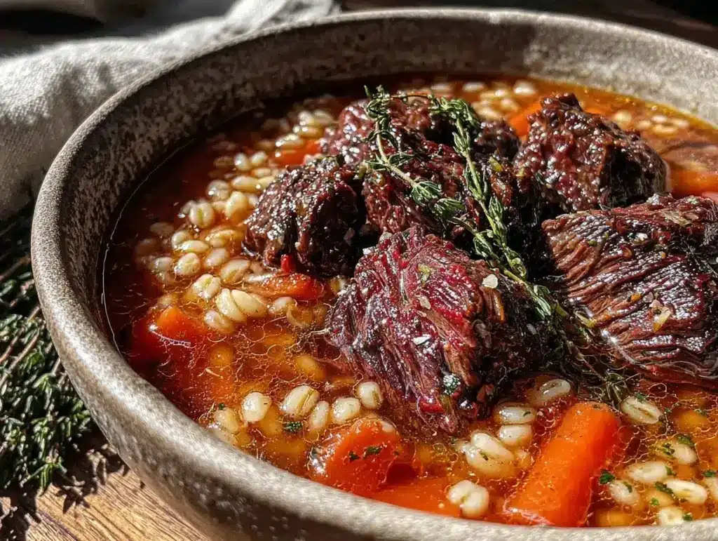 beef and barley soup - featured image