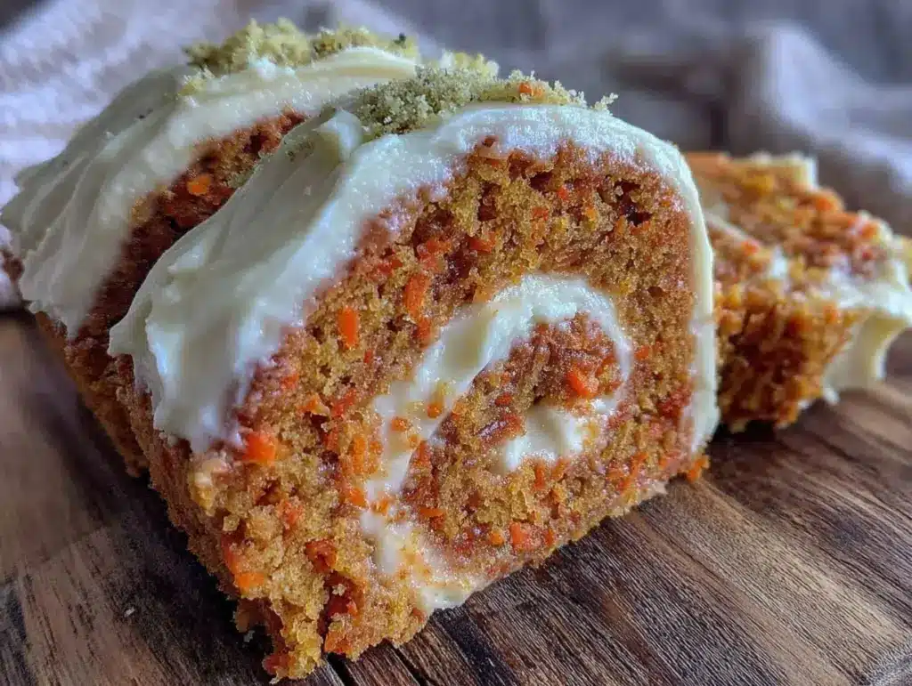 carrot cake swiss roll - featured image