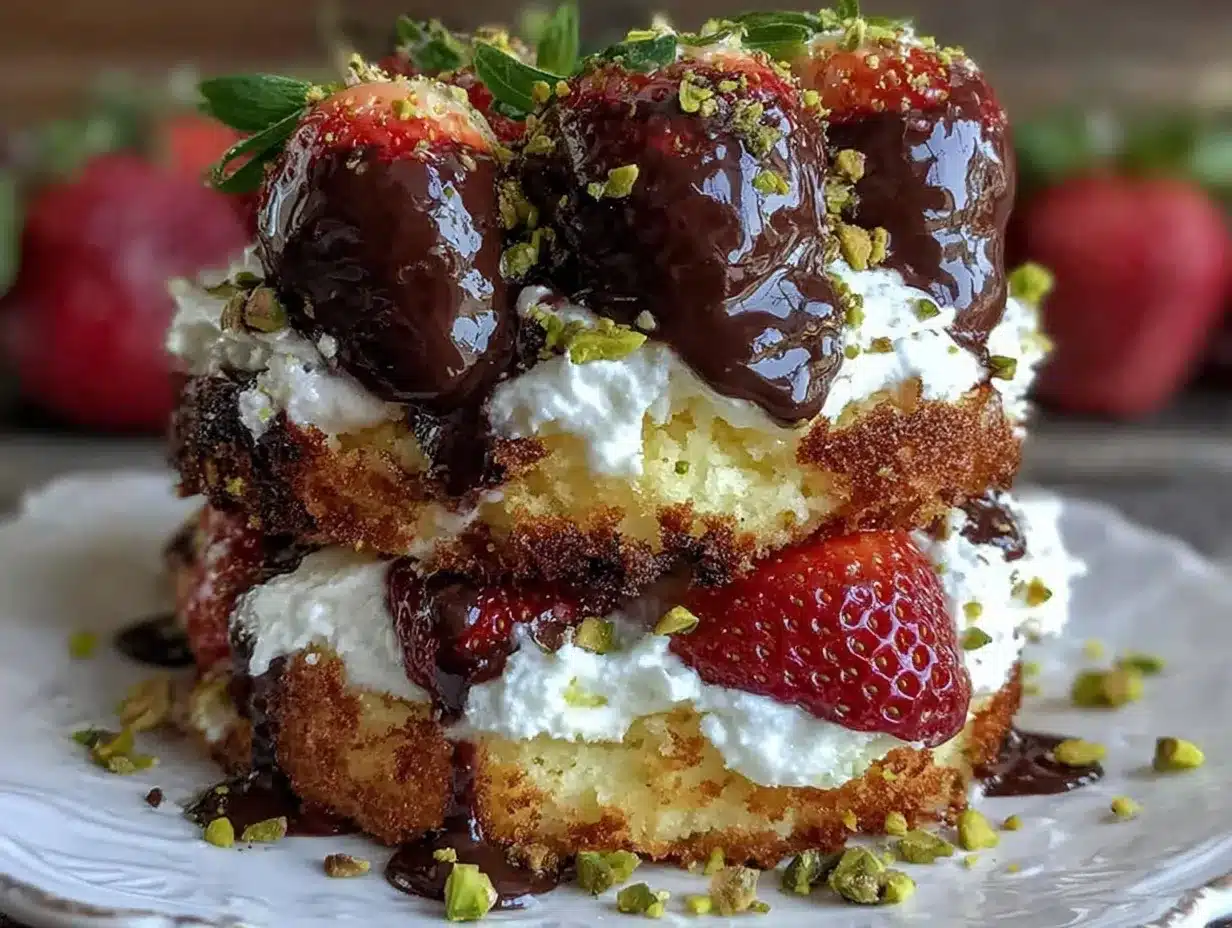 chocolate-covered strawberry shortcake preparation steps
