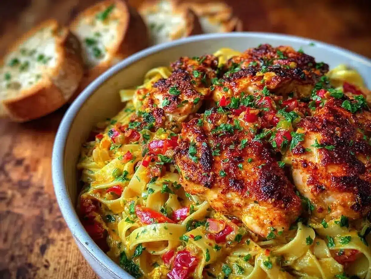 creamy Cajun chicken pasta preparation steps