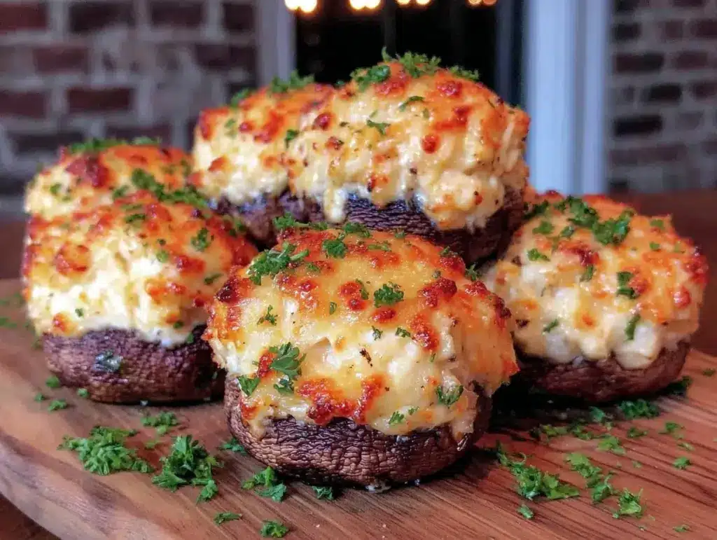 creamy crab-stuffed mushrooms - featured image