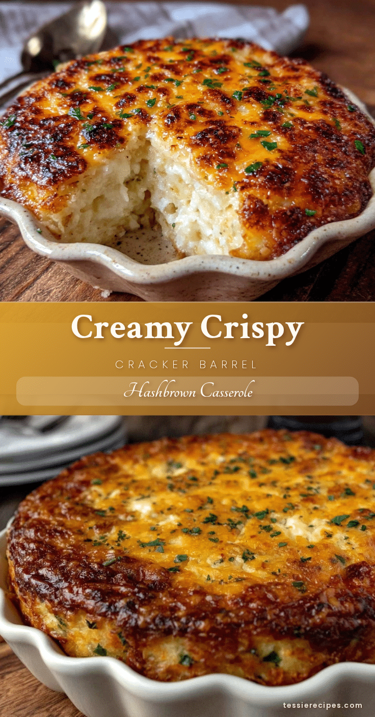 Creamy Crispy Cracker Barrel Hashbrown Casserole recipe