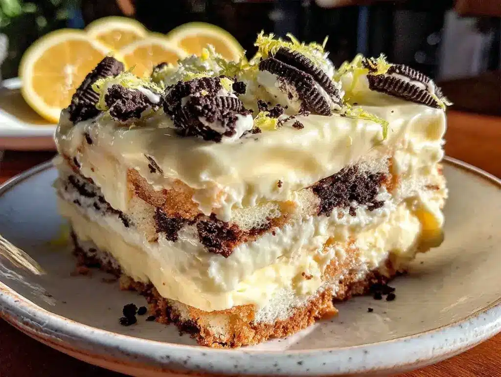 Creamy Lemon Oreo Icebox Cake - featured image