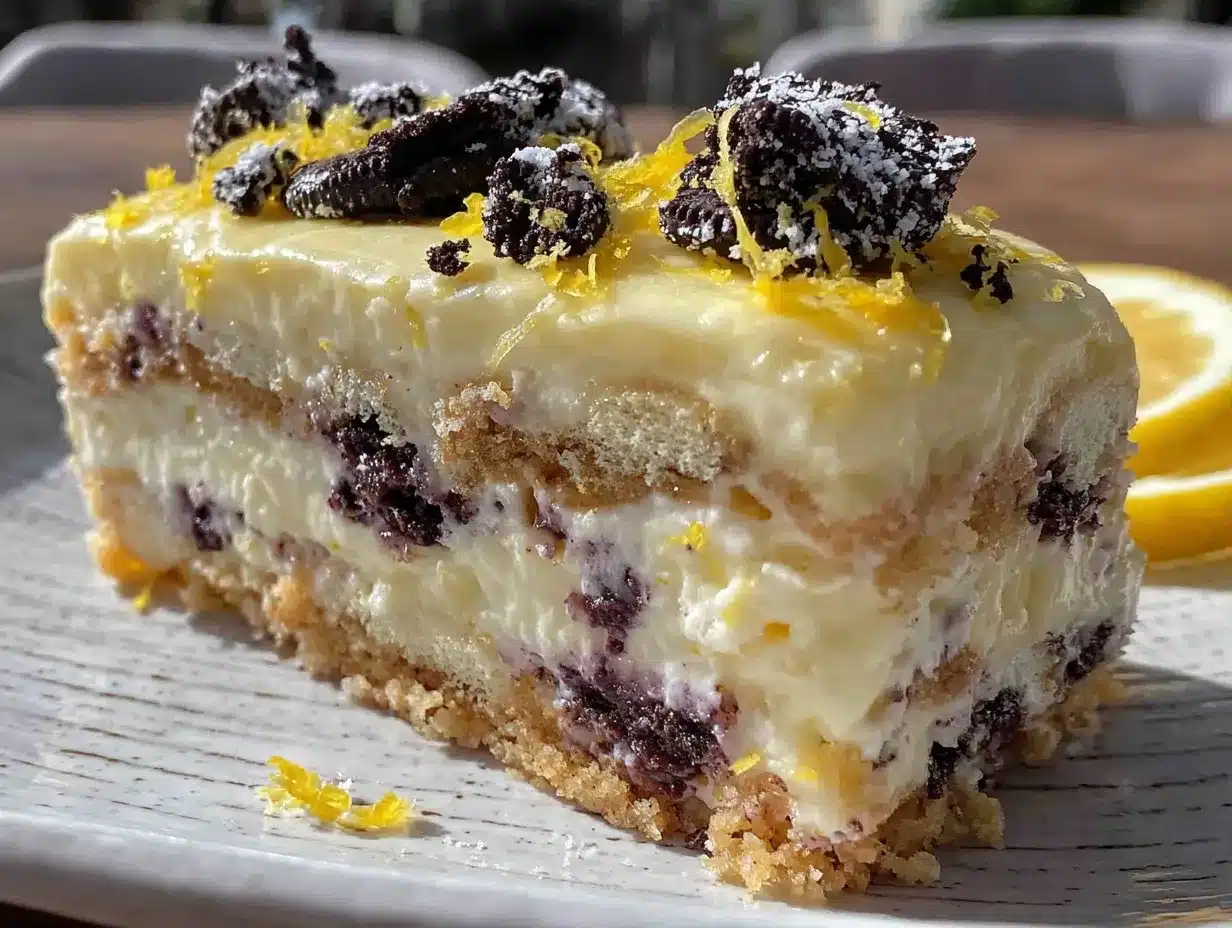 Creamy Lemon Oreo Icebox Cake preparation steps