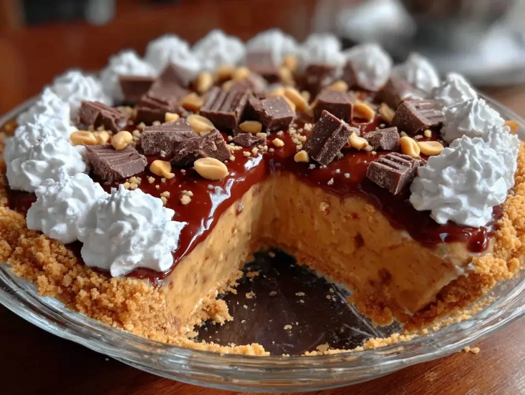 creamy no-bake peanut butter pie - featured image