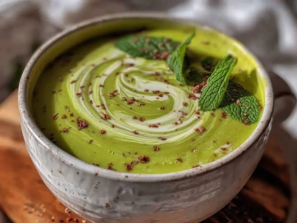 creamy pea and mint soup - featured image