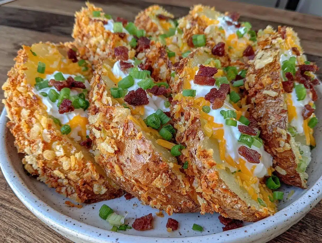crispy air fryer loaded potato wedges preparation steps
