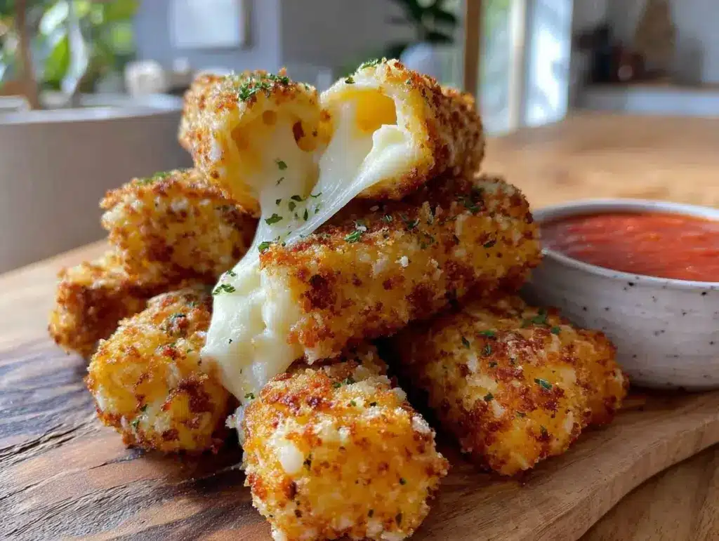 crispy air fryer mozzarella sticks - featured image