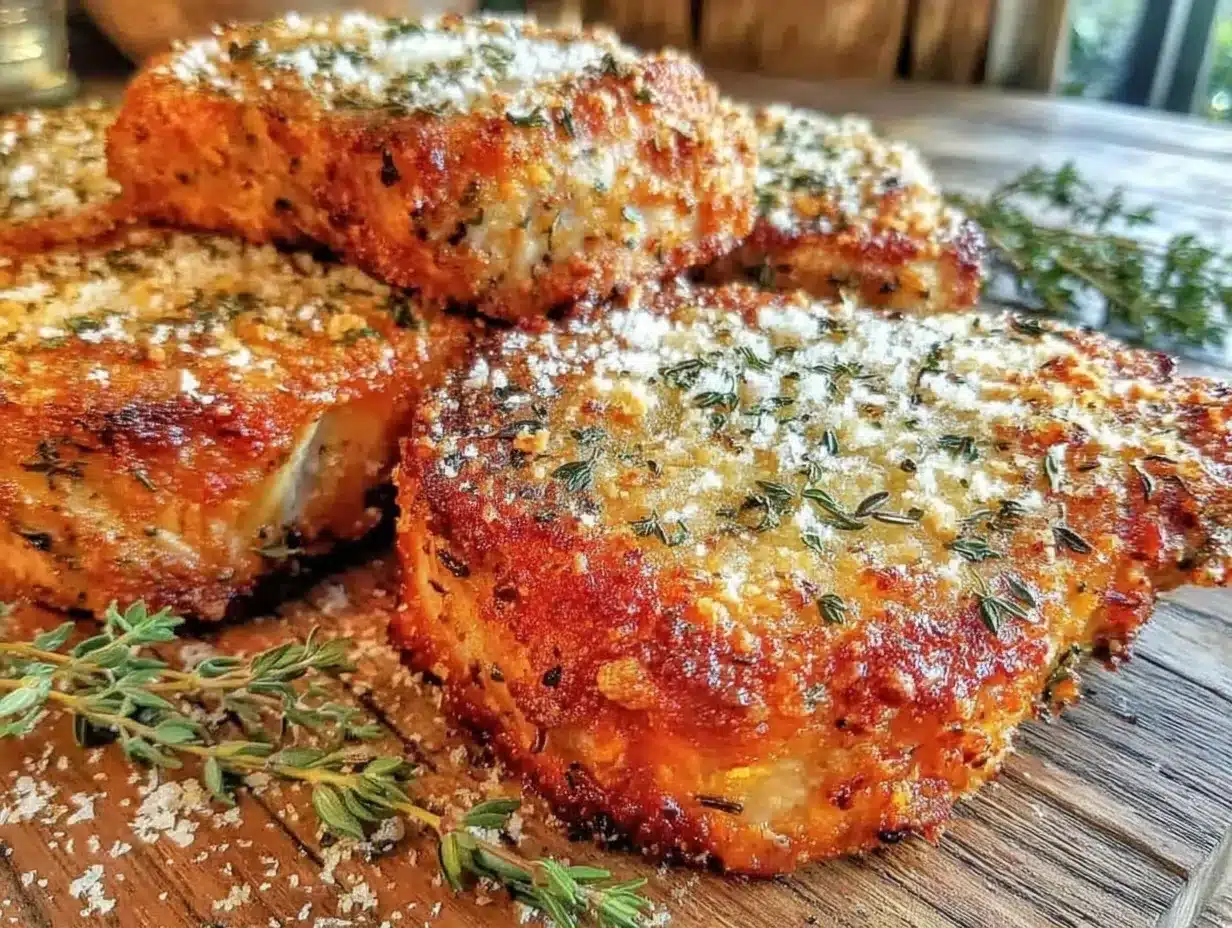 crispy air fryer parmesan crusted pork chops preparation steps