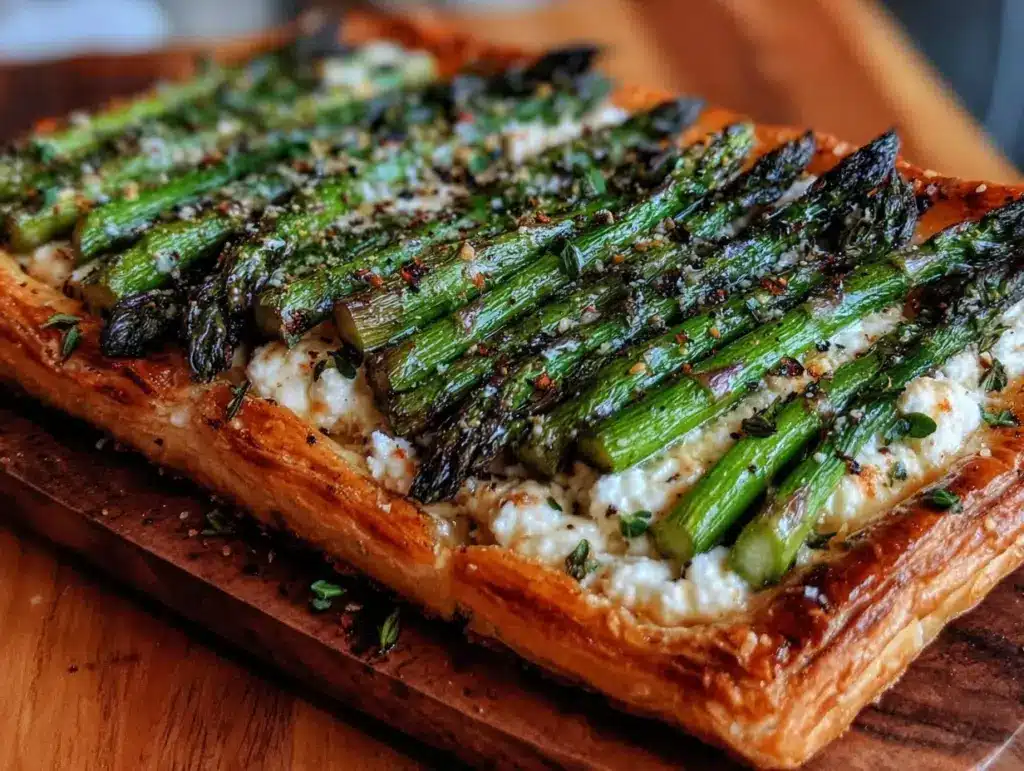 crispy asparagus and goat cheese tart - featured image