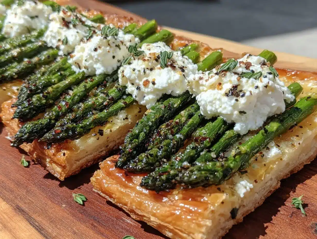 crispy asparagus and goat cheese tart preparation steps