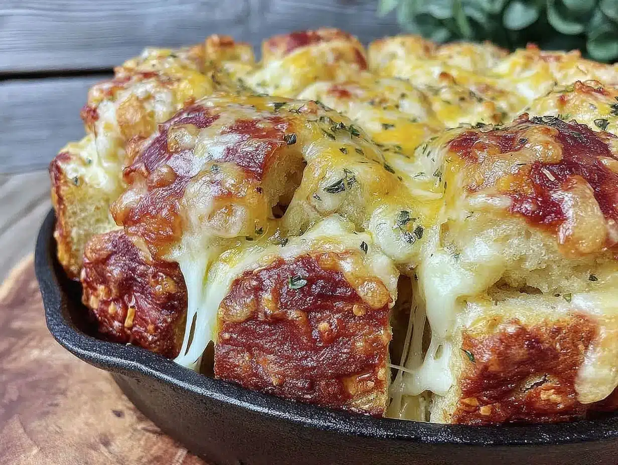 crispy cheesy garlic bread pull-apart preparation steps