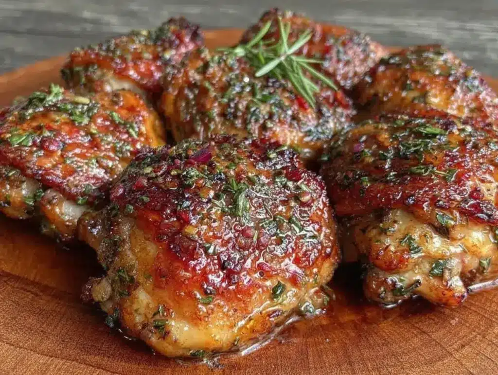 crispy lemon herb roasted chicken thighs - featured image