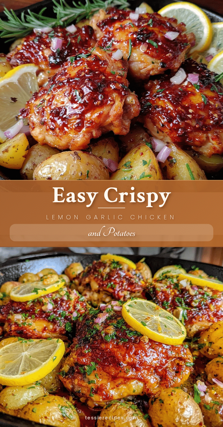 crispy one-pan lemon garlic chicken and potatoes recipe