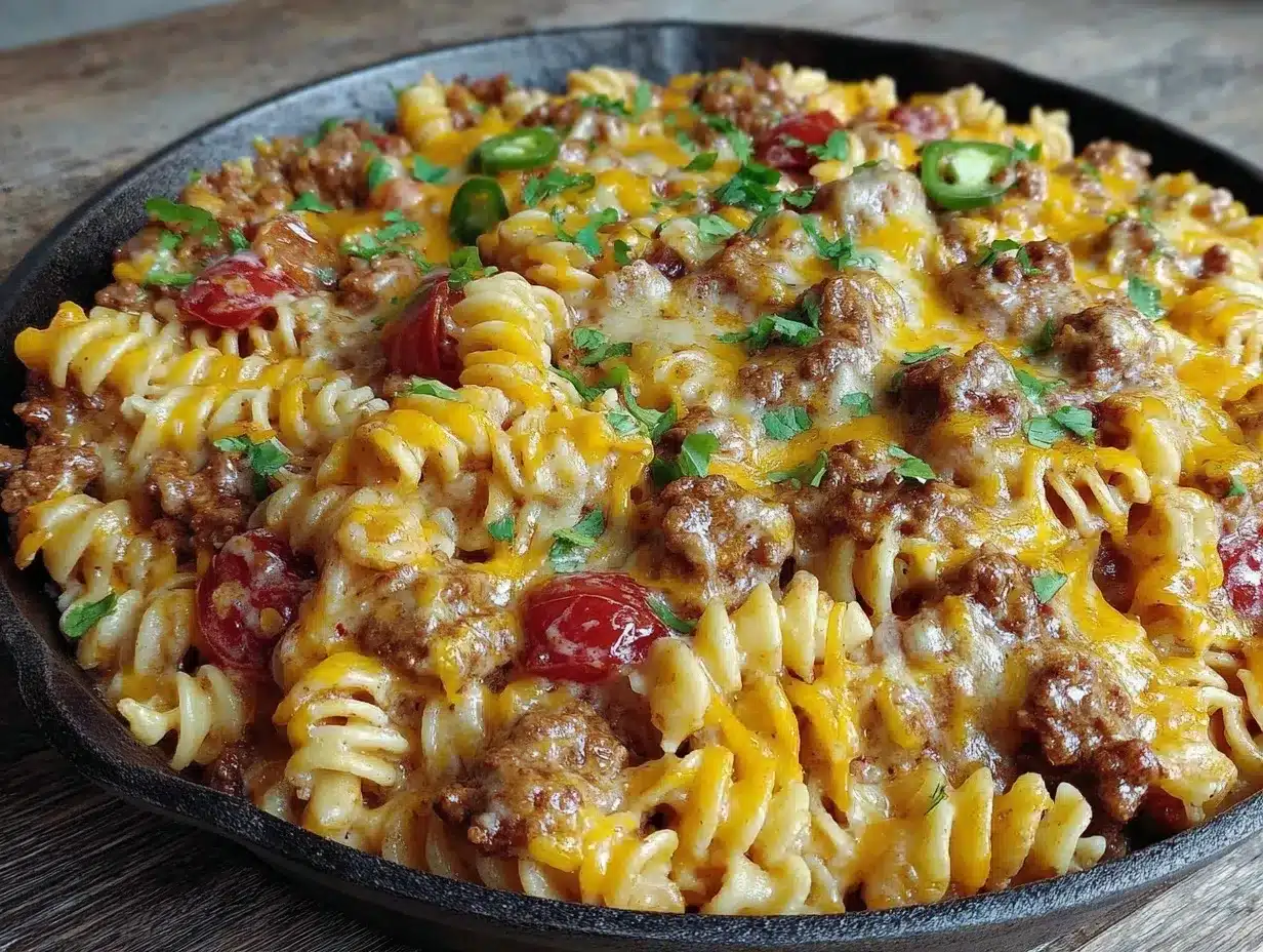easy cheesy one-pot taco pasta preparation steps