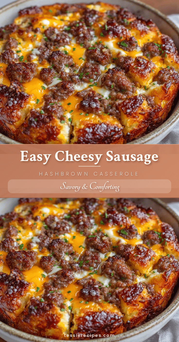 easy cheesy sausage hashbrown breakfast casserole recipe