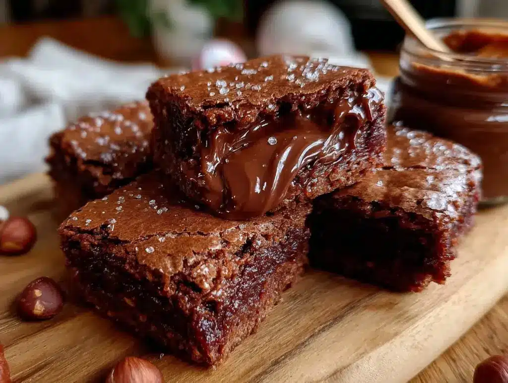 easy fudgy 3-ingredient Nutella brownies - featured image