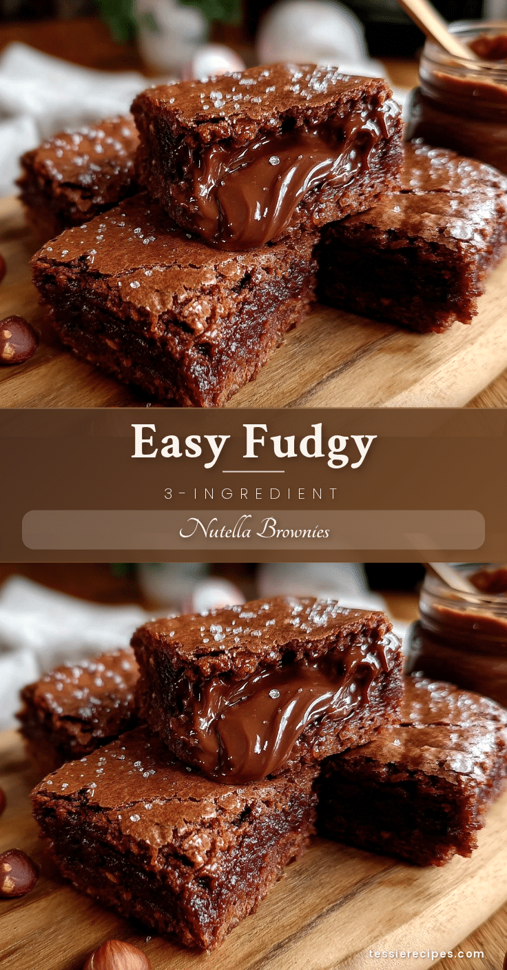 easy fudgy 3-ingredient Nutella brownies recipe