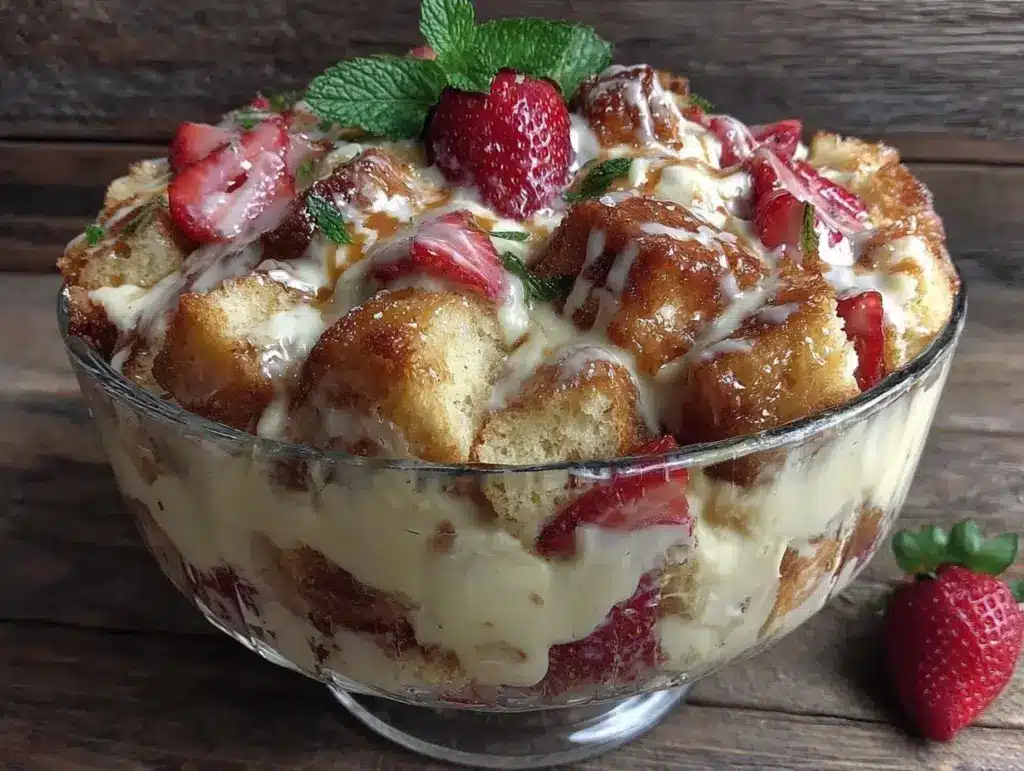 easy layered strawberry shortcake trifle - featured image