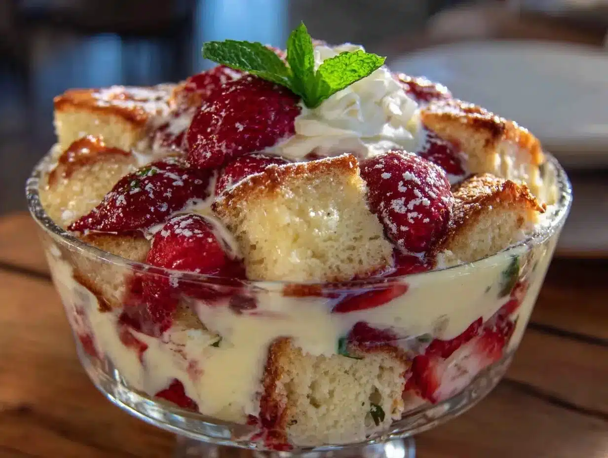 easy layered strawberry shortcake trifle preparation steps