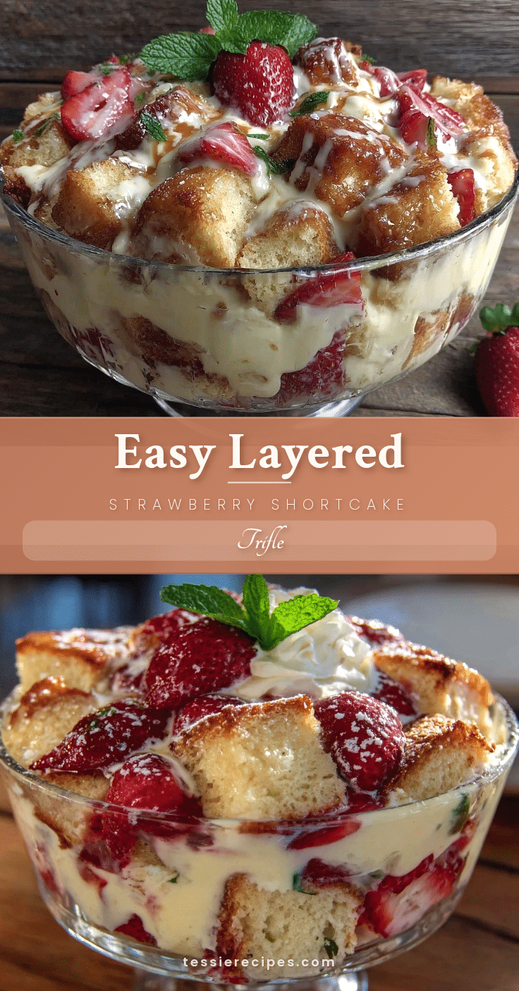 easy layered strawberry shortcake trifle recipe
