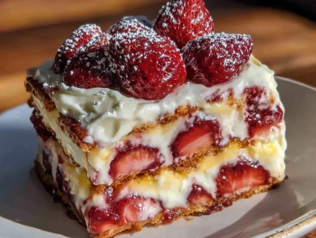 Easy No-Bake Strawberry Icebox Cake - featured image