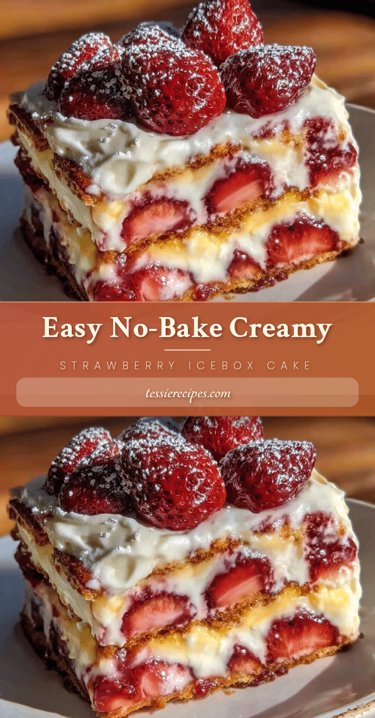 Easy No-Bake Strawberry Icebox Cake recipe