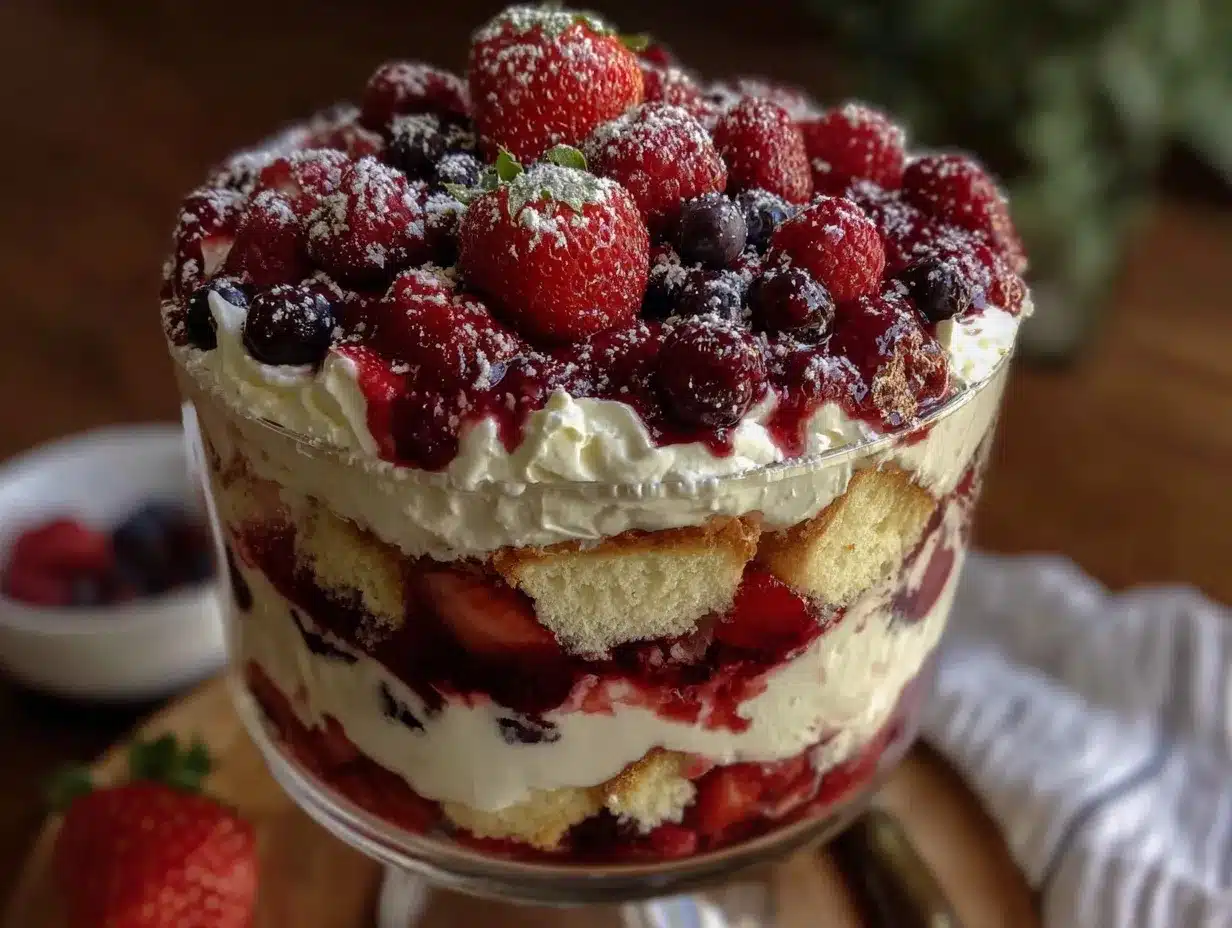 easy red white and blue berry trifle preparation steps
