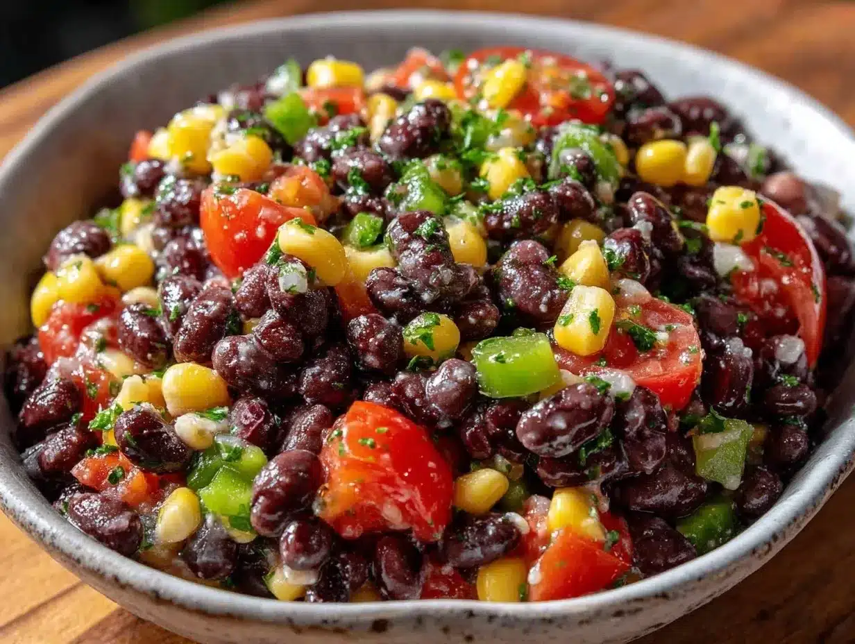 fresh cowboy caviar salad bowl preparation steps