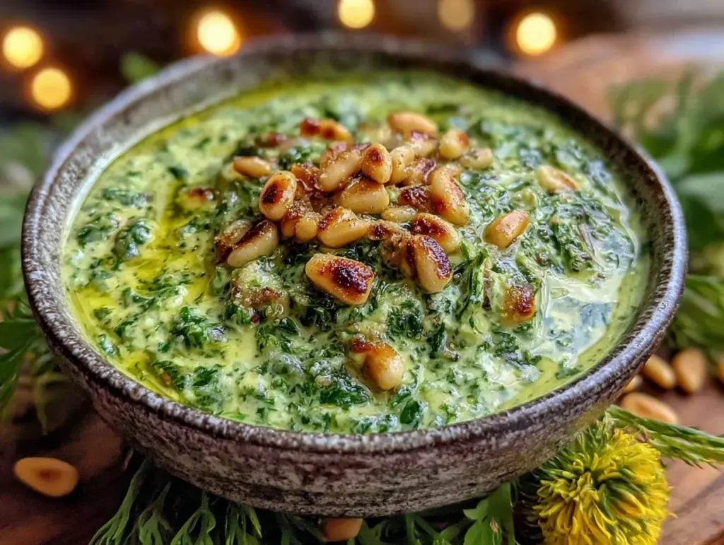 fresh dandelion pesto - featured image