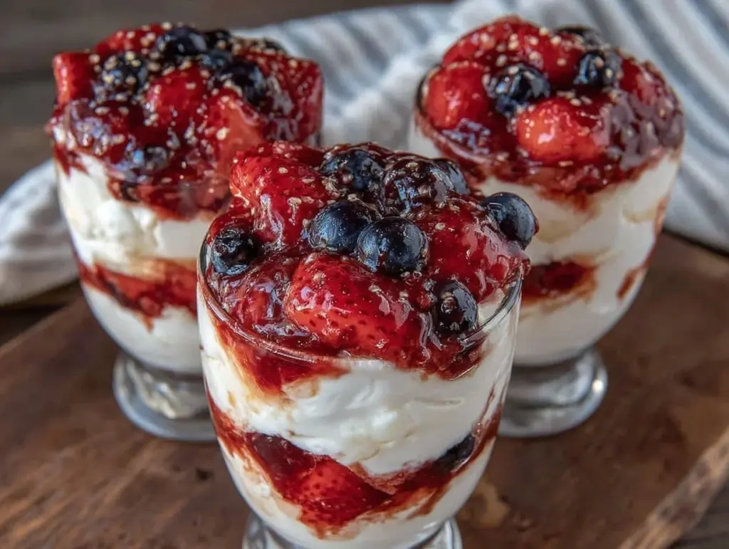 fresh red white and blue dessert cups - featured image