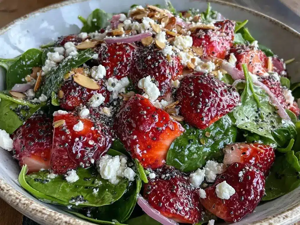 fresh strawberry spinach salad - featured image