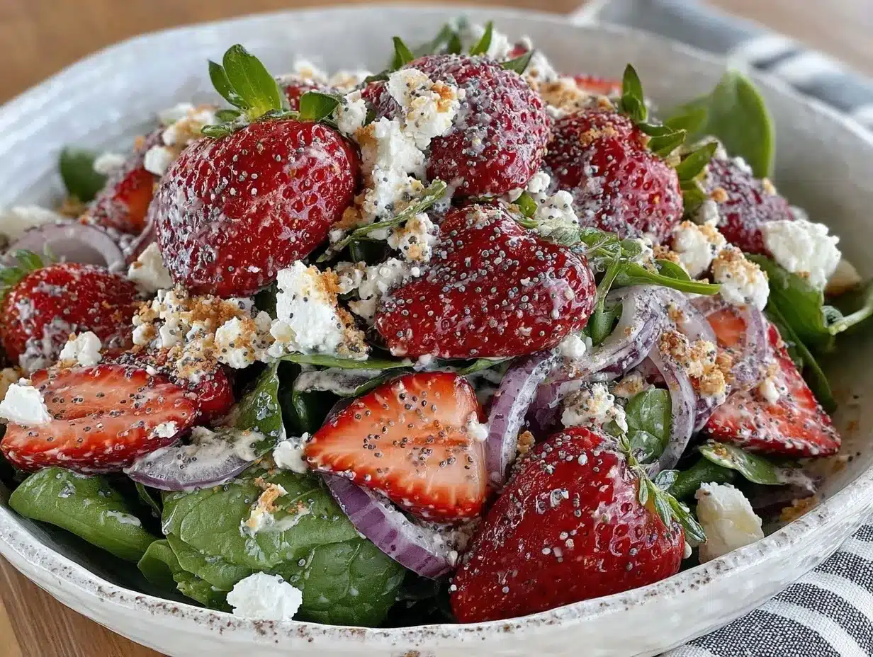 fresh strawberry spinach salad preparation steps