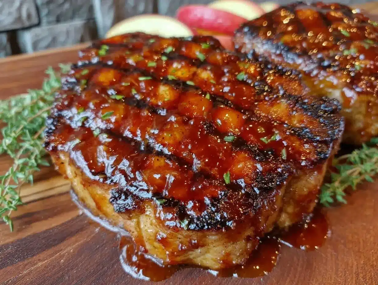 grilled pork chops with sweet peach glaze preparation steps