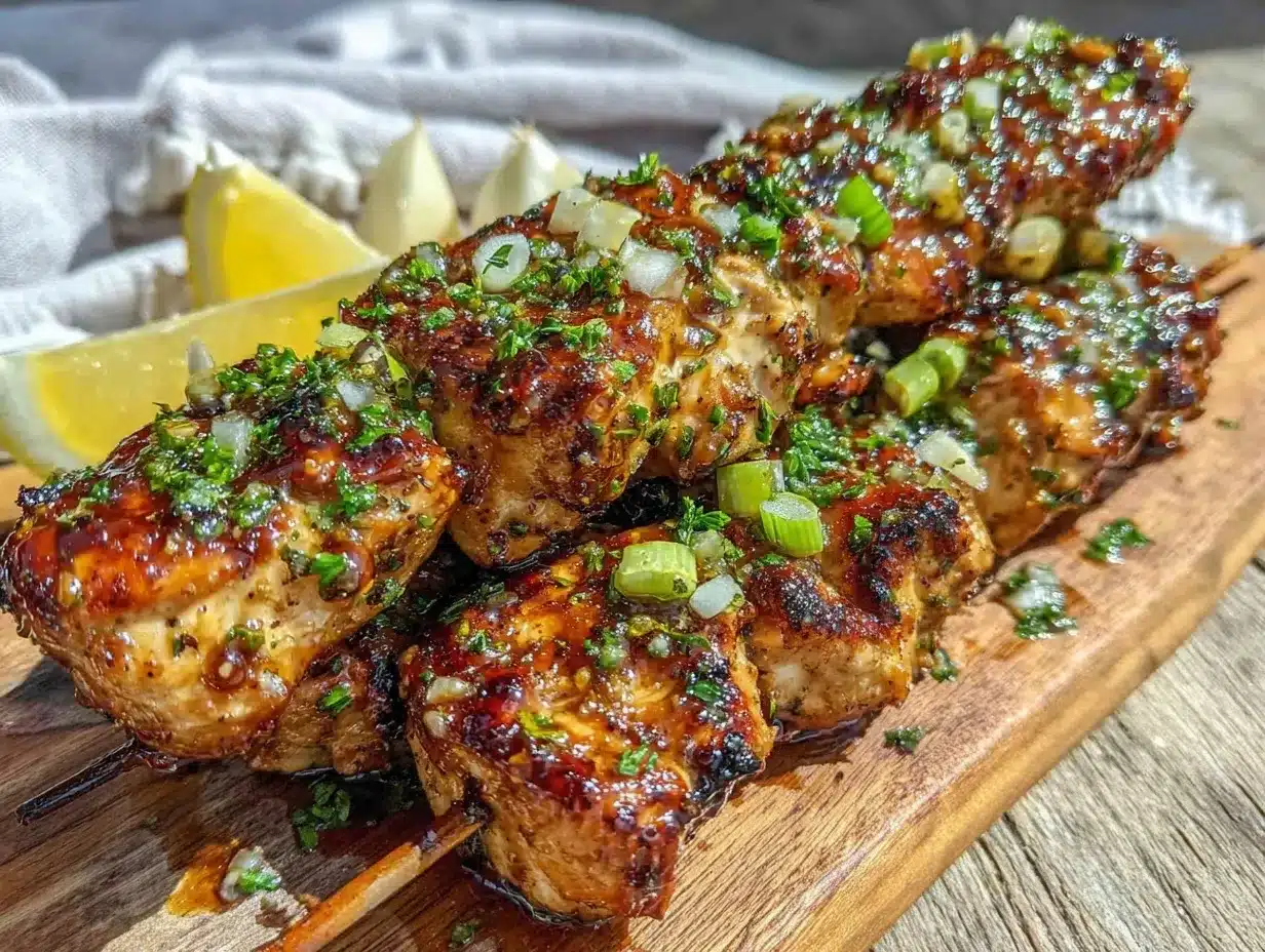 honey garlic grilled chicken skewers preparation steps